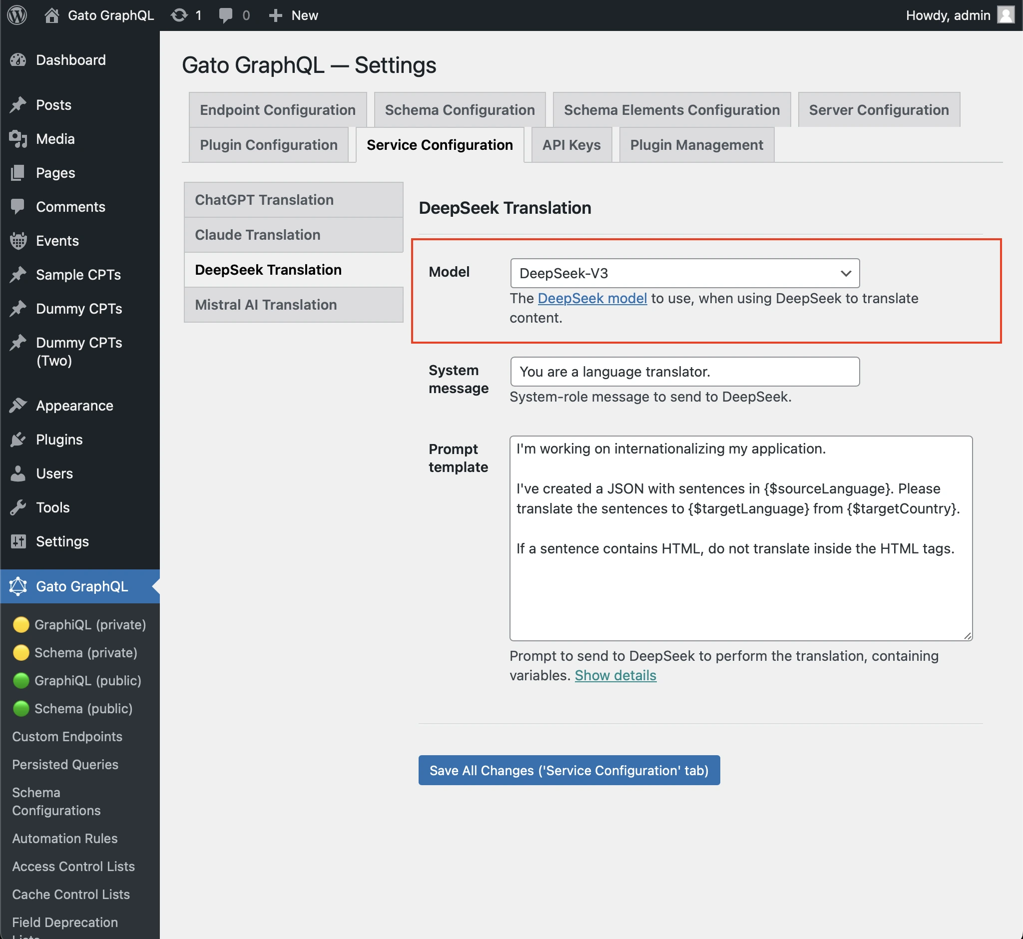 设置 DeepSeek 模型