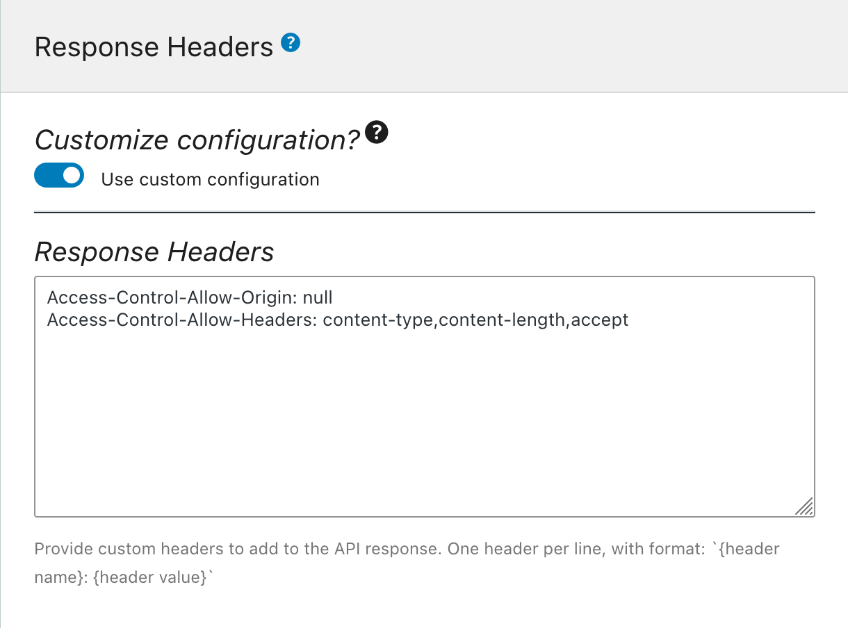 在 Schema Configuration 中提供响应标头