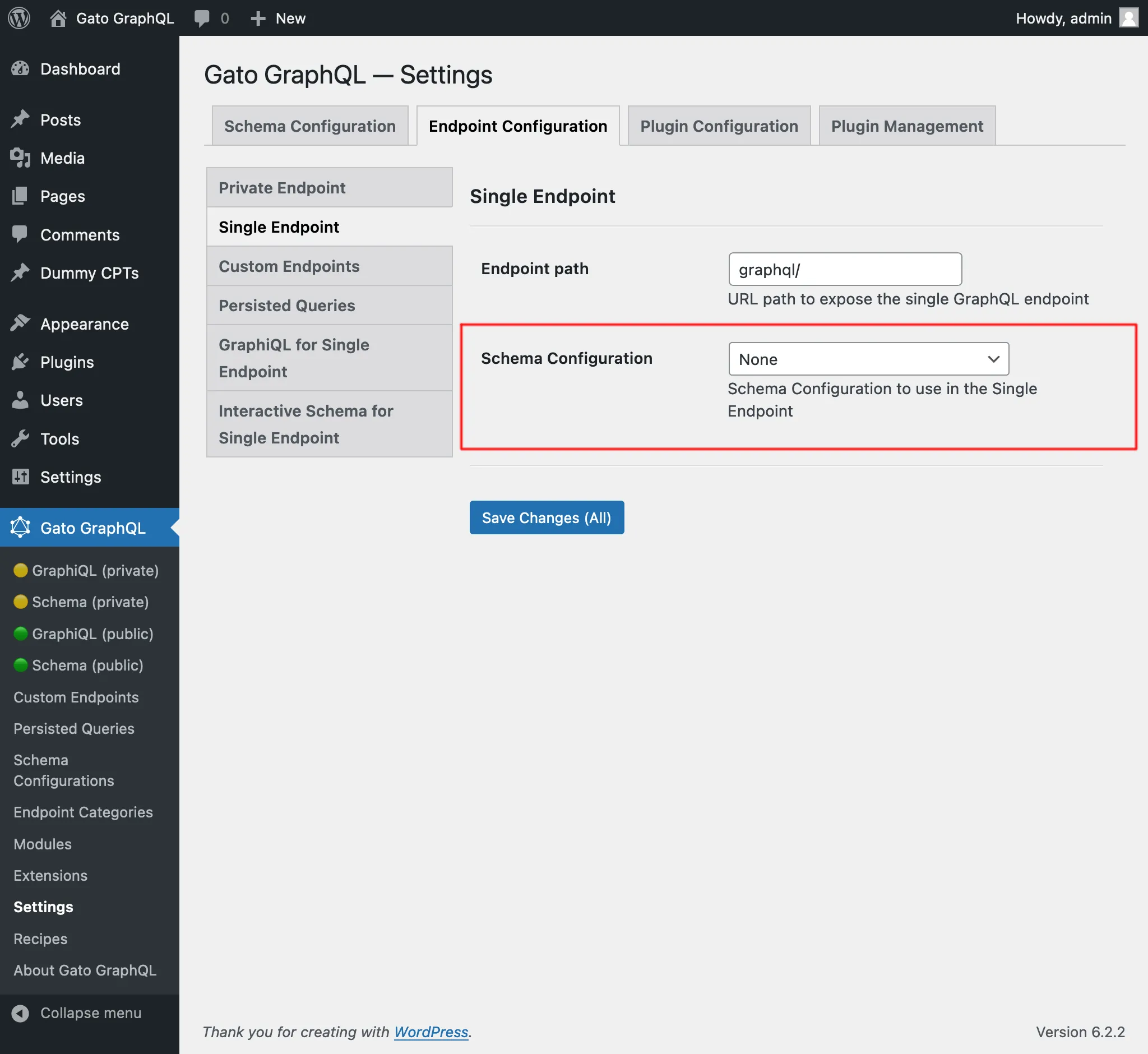 单端点的 Schema Configuration 设置