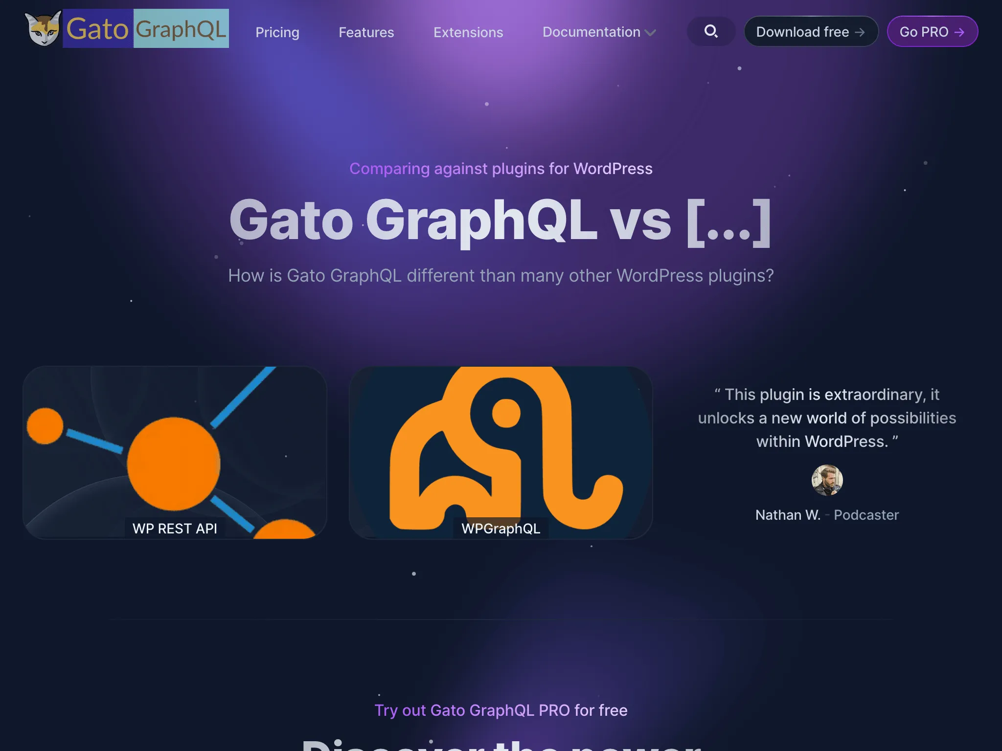 Gato GraphQL 全新网站中的 Comparisons 页面
